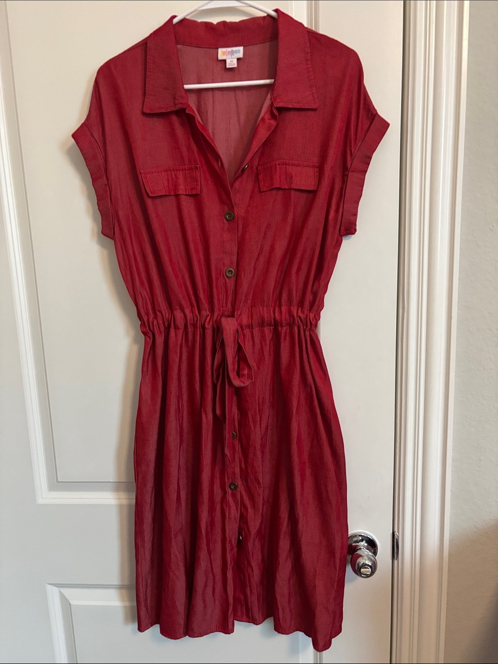 LulaRoe Red Button-Front Shirt Dress Size Medium